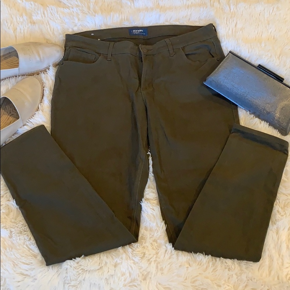 Old Navy Army Green Mid-rise Rockstar Pants
